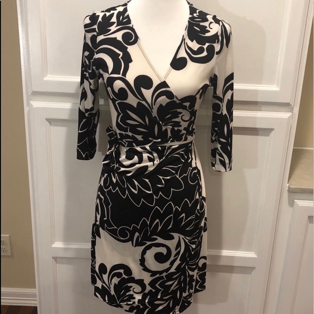 Black and white wrap dress